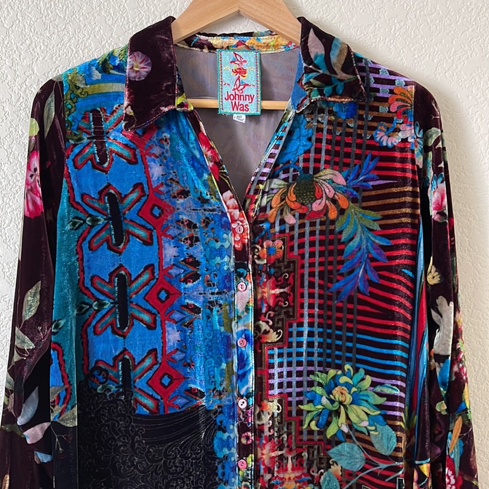 Johnny Was Velvet Dream Button Front Tunic Size PXS - Picture 3 of 14